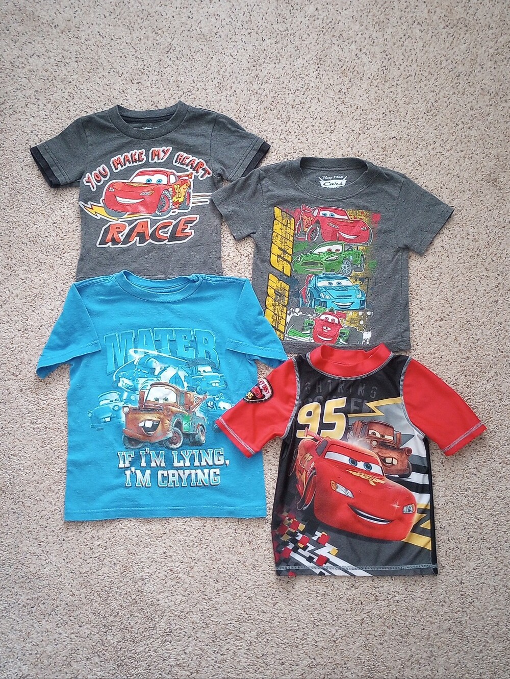 Disney Pixar Cars Lightning McQueen Tow Mater Kids \ Toddlers T-shirts 2T-3T